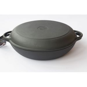 Сковорода жаровня, чугунная 300х60 с крышкой сковородой