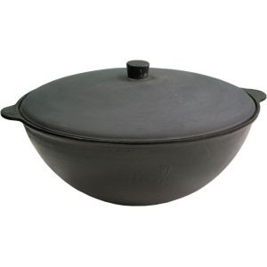 Казан чугунный 18 л азиатская чаша с алюминиевой крышкой